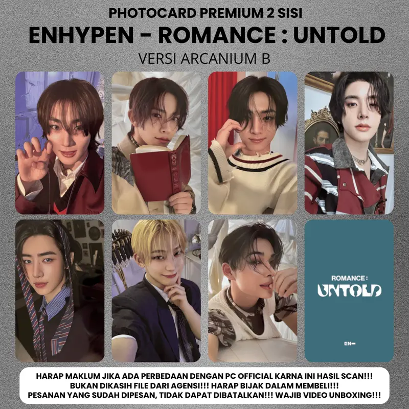 (ISI 7 PCS) Photocard ENHYPEN ROMANCE UNTOLD XO - PC 2 SISI KPOP Premium fotocard Merch Unofficial Enha Engene RU 6