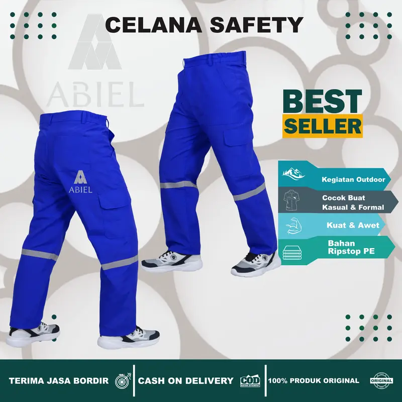 (DIKIRIM DARI BANDUNG) CELANA KERJA WEARPACK SAFETY / SETELAN PROYEK MODEL PDL / CELANA SETELAN KATELPAK Panjang Pria Navy Hitam 3