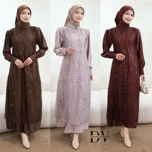 Devarina - NAYRA Dress Set Tunik Blouse Lace Terbaru Gamis Kondangan Dres Lebaran Kekinian Hijab Non Hijab Special Price