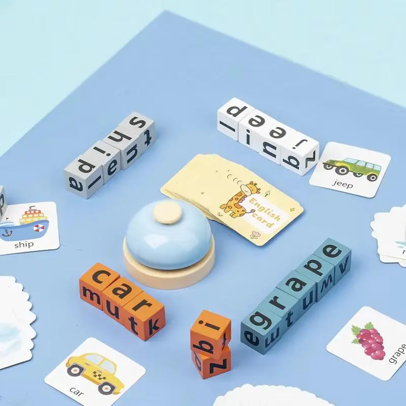 Fun English learning building block toys, early childhood educational toys, PK memory challenge games
