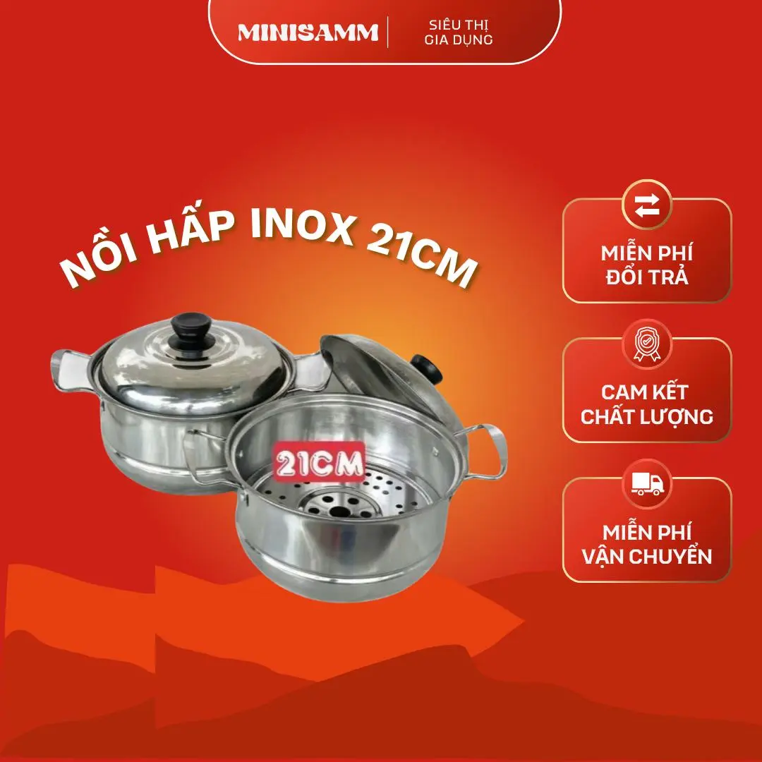 Nồi Hấp Inox 21cm Nhỏ Gọn Phù Hợp Cho 2-3 Người Ăn