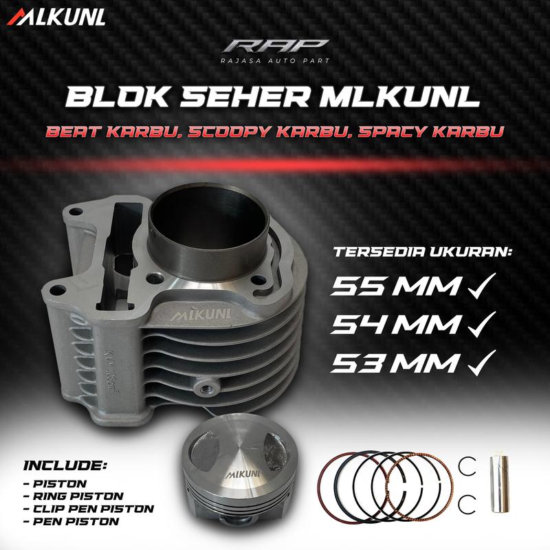 BLOK SEHER/BORING BEAT CARBU 53MM 54MM 55MM BEAT KVY/CYLINDER BLOK 53MM BEAT KVY CRUN MLKUNI 0