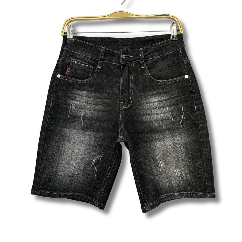 M-34: QUẦN SHORT JEANS NAM CAO CẤP XÁM ĐEN XƯỚC