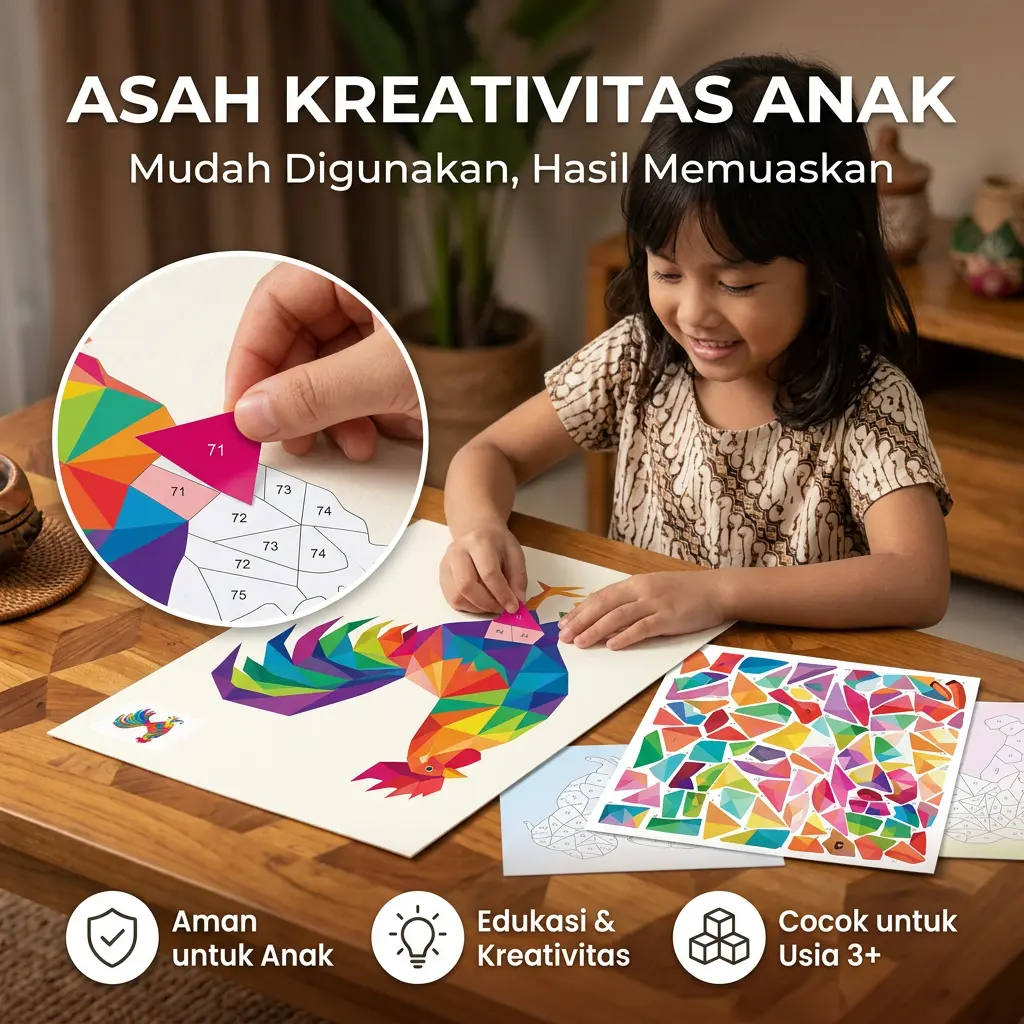 Mainan Edukasi Anak Seni Kolase Geometris 3D DIY Stiker Puzzle Lembar Mewarnai Melatih Motorik Kreativitas Anak Usia 3-12 Tahun Kado Hadiah Ulang Tahun Anak Perempuan Laki Laki Murah Bagus Viral TikTok 16 Desain