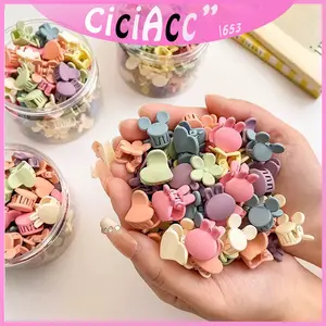 [30Pc] Jepit Rambut Mini Karakter Kartun Lucu Warna Doff Mewah bahan Plastik tebal