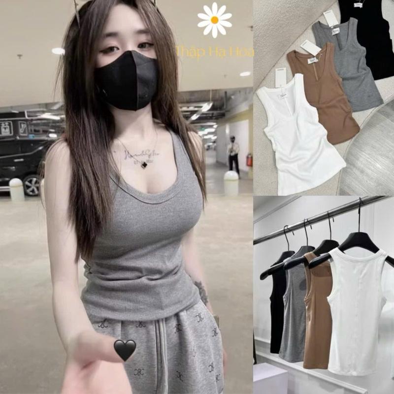 A58 Áo ba lỗ cổ tim , áo hai dây nữ, chất liệu thun tăm mềm mịn mát thấm hút mồ hôi size dưới 53kg