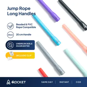 [ROCKET ROPE] Jump Rope Long Handle 1pc 2pcs 1pair Beaded Jump Rope Handle Beads Jumprope Skipping Rope Lompat Tali Fitness Workout Skiping Warna Warni Colour Olahraga Sports Sport