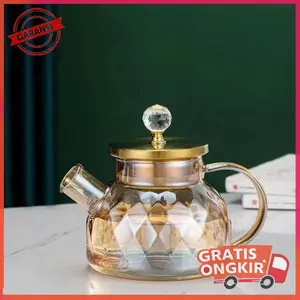 Teko Kaca Teh Kopi Pitcher Tahan Panas Api Borosilicate Glass - TK12
