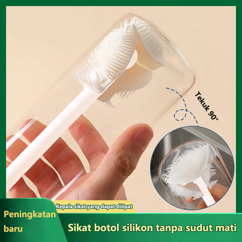 [COD]Sikat Botol Sikat Botol Silikon Berbulu Lembut Artefak Cangkir Tidak Ada Ujung Buntu Sikat Pembersih Cangkir Air Alat Pembersih Botol Multifungsi 1