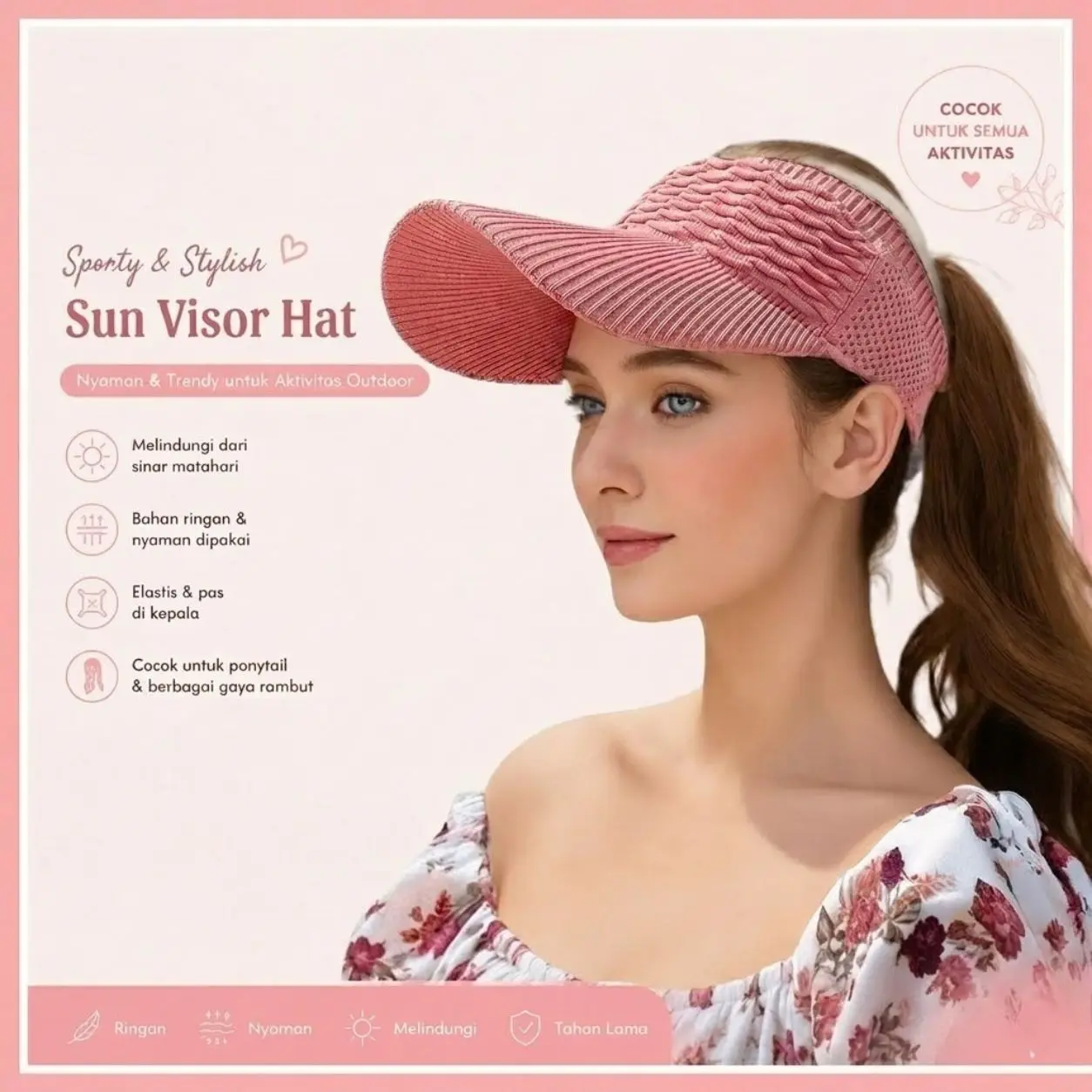 PEACHIE | TP950 Topi Summer Zumba Senam Fashion Wanita Motif Baseball Sport Jogging Cap Pantai Korean Hat Women