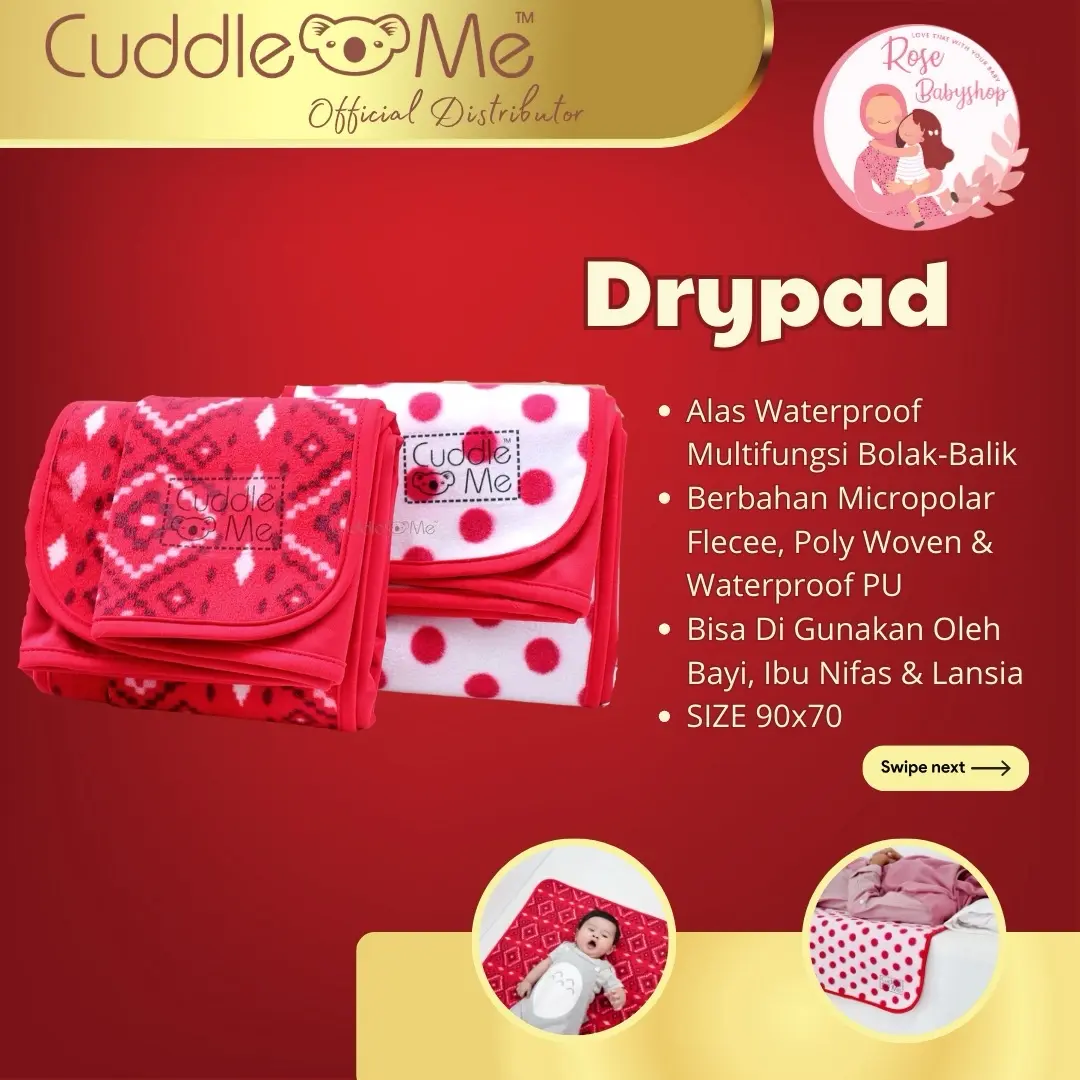 Drypad Cuddleme Alas Tidur Bermain Perlak Bayi Tahan air Lembut Bisa Dicuci Waterproof Kasur Baru lahir Balita Cewek Cowok Newborn