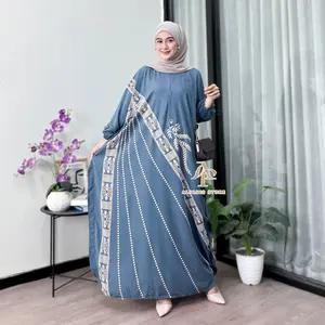 Kaftan Motif Cempaka Ld 180 cm Kaftan Panjang Muslim Wanita Nyaman