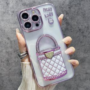 Diamond bag mirror stand mobile phone case suitable for iphone