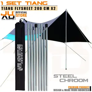 Tiang flysheet tenda steel chroom awning pole steel june adventure 4 meter 2 pcs/ sepasang tiang steel berkualitas