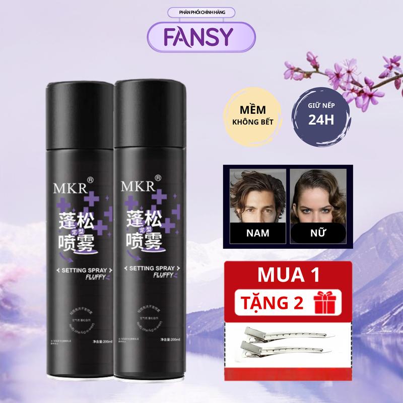 Gôm xịt mềm định hình tóc MKR loại xịn làm phồng tạo kiểu tóc và giữ nếp lâu cho cả nam và nữ dung tích 200ml