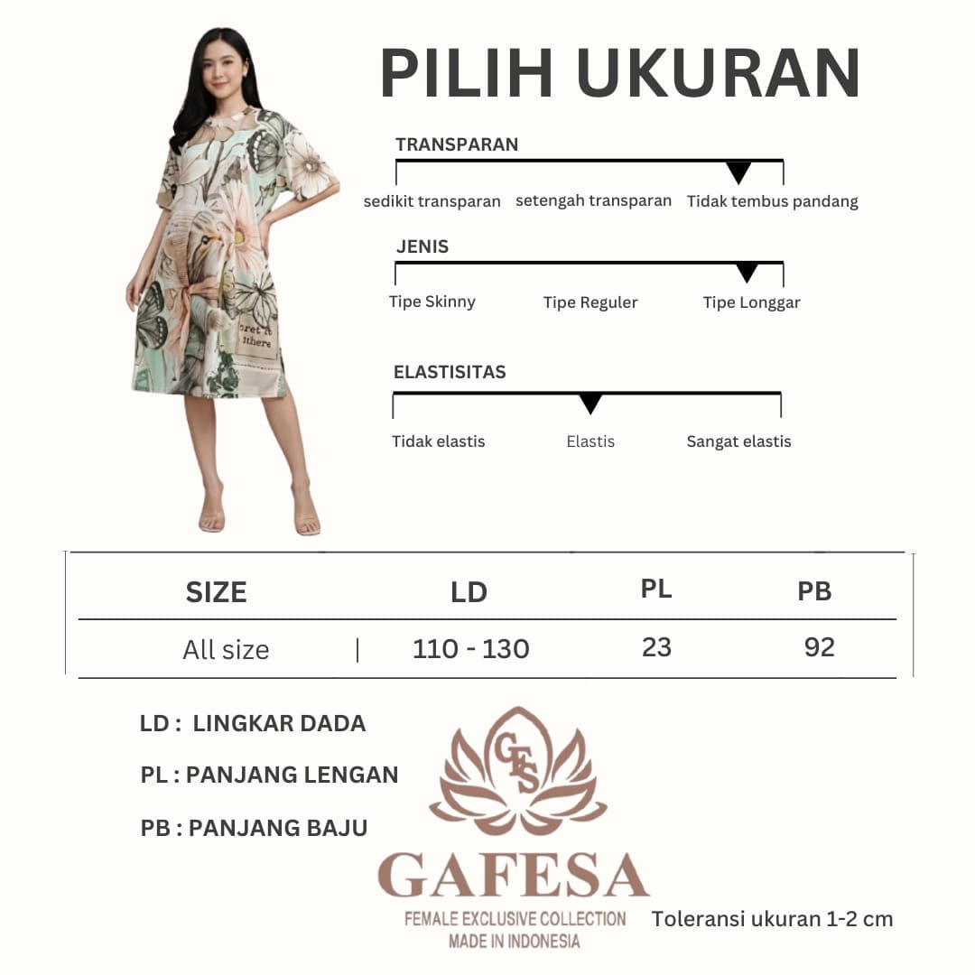 Gafesa - Dress Wanita Santai Motif Lucu Polyster Stretch Premium Terbaru / Dress Wanita Dewasa Motif Casual FIT XXL