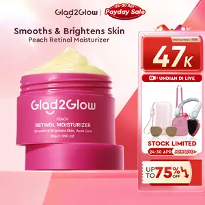 Glad2Glow Peach Retinol Moisturizer - Pelembab Wajah Anti Aging Retinol Facial Moist | Krim Wajah Mencerahkan day cream night cream moisturizer panthenol | Mencerahkan Flek Hitam Mengurangi kerutan mencerahkan warna kulit tone cream wajah