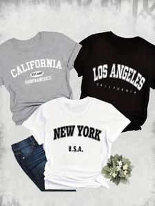1pc Camisetas de Manga Corta para Mujer - Blusas Casuales Opacas con Diseño Sólido y Minimalista, Lavables a Máquina, Ropa Casual de Primavera y Verano, Tops Básicos Versátiles para Capas (No-)