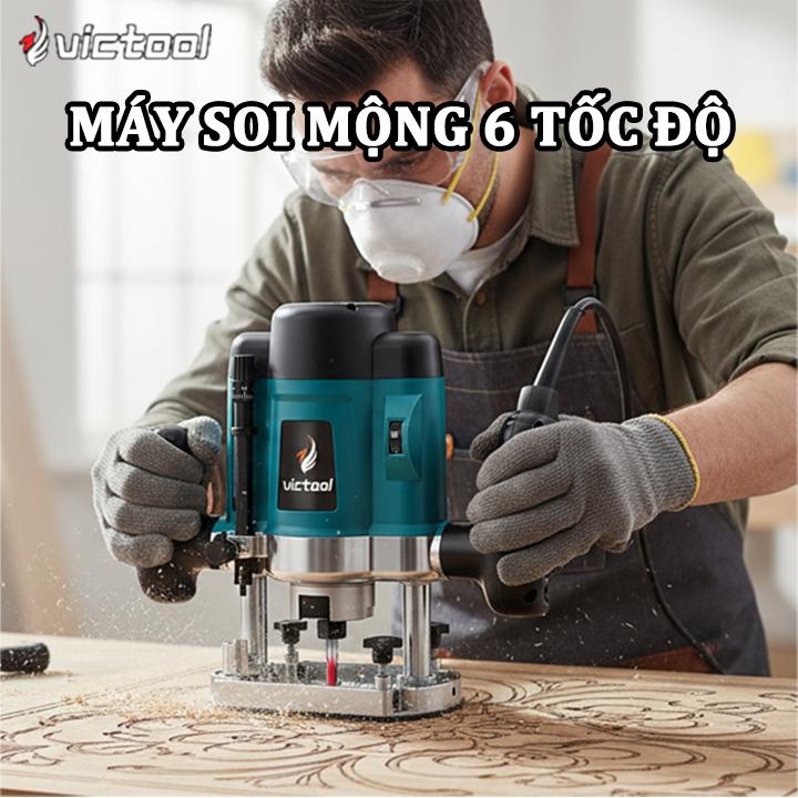  Victool Máy phay gỗ cầm tay 1700W máy soi mộng 6 tốc độ gỗ lõi đồng 100 % Kèm 12 Mũi Phay Gỗ Chuyên Dụng phay cắt rãnh khoan 