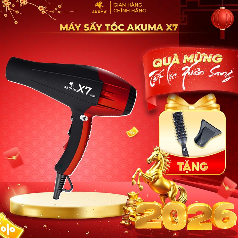  Máy Sấy Tóc AKUMA X7 Công Suất Lớn 2400W - Dành Cho Salon Tóc Chuyên Nghiệp 2 Chiều Nóng Lạnh Lõi Đồng Đồ Bền Cao 