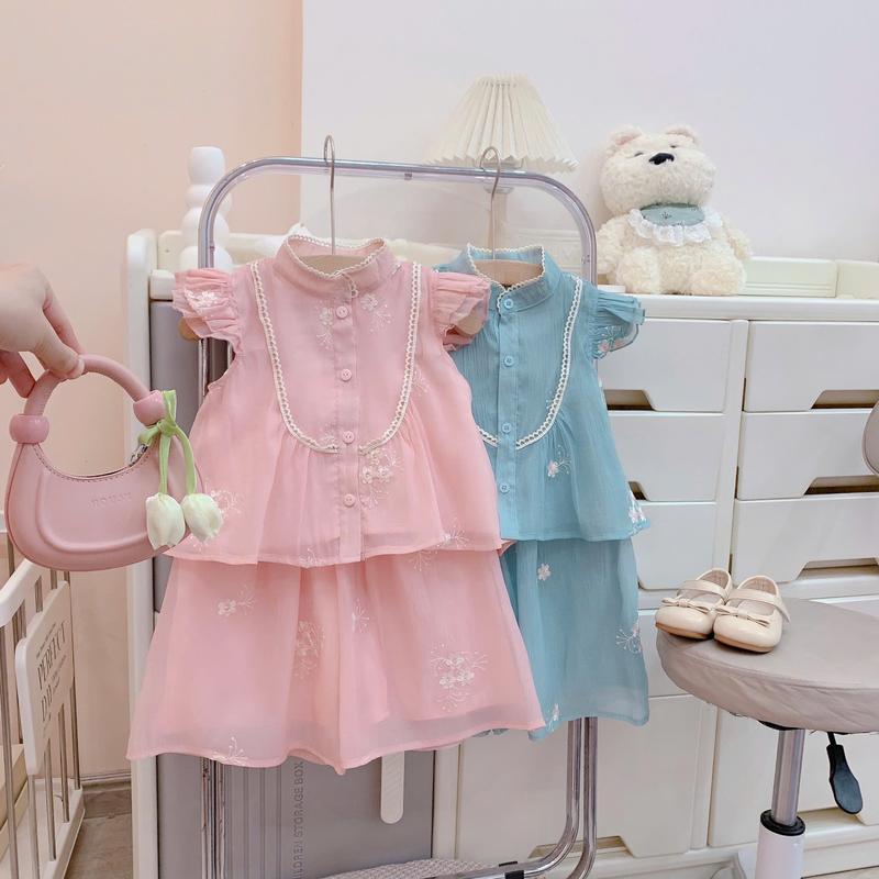 [Tiểu Yến KID] S2039 - Quần áo trung thu bé gái voan tơ mềm phối ren