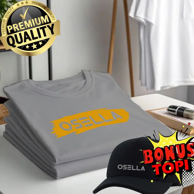 BELI BAJU GRATIS TOPI...!!! Kaos Distro Cowok Lengan pendek Logo Osella sobek gold | Kaos Pria Dan Wanita Premium | Kaos Oblong  Casual  Cowok Santai Tulisan Sablon Keren Bahan Lembut Katun Combed Kain Nyaman 3