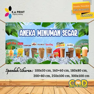 Cetak Spanduk Banner Aneka Minuman Segar MMT Spanduk Custom 300x100 [HARGA TERJANGKAU] banners