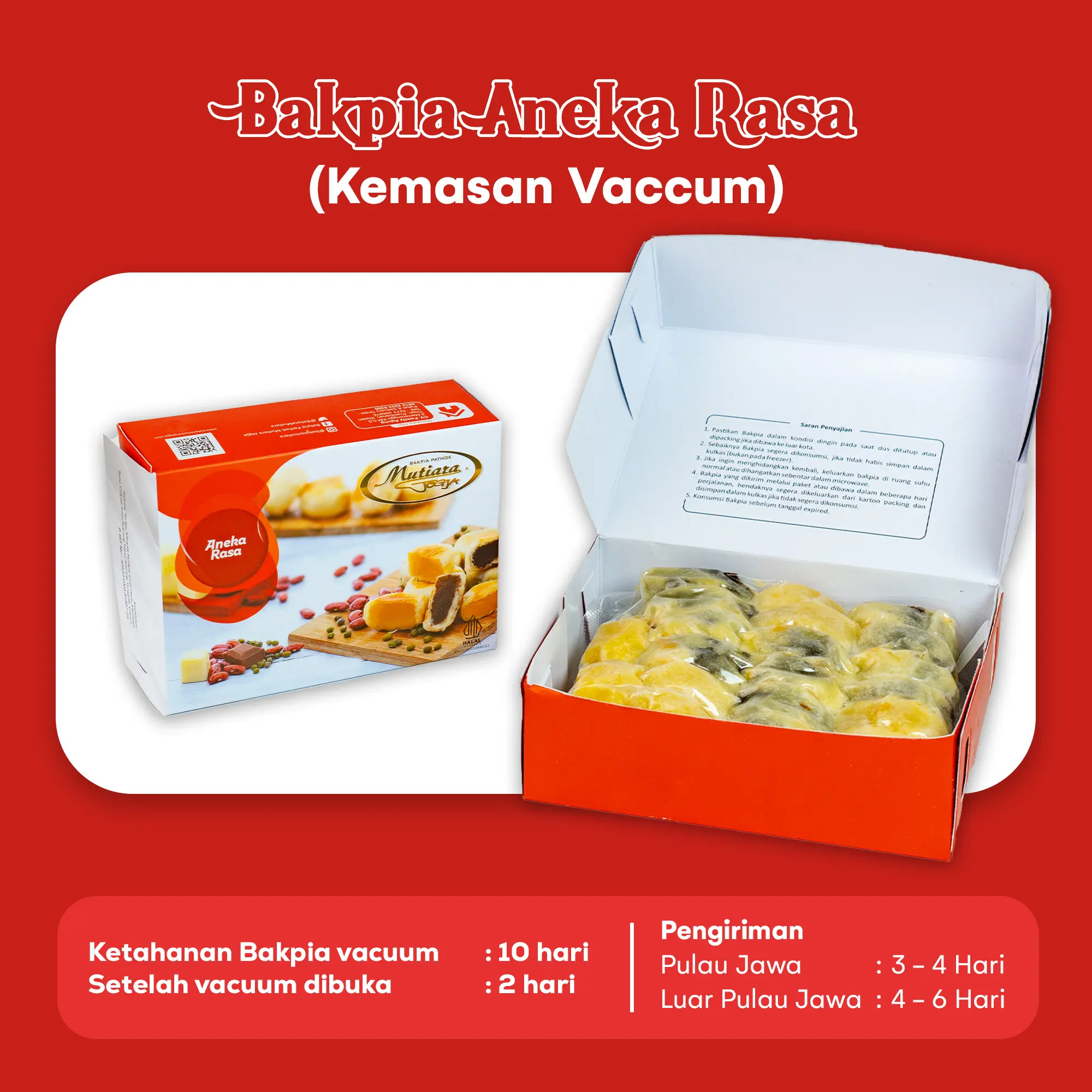 [PO VAKUM] - Bakpia Pathok Mutiara Jogja kemasan vakum - Cemilan & Roti Pastri