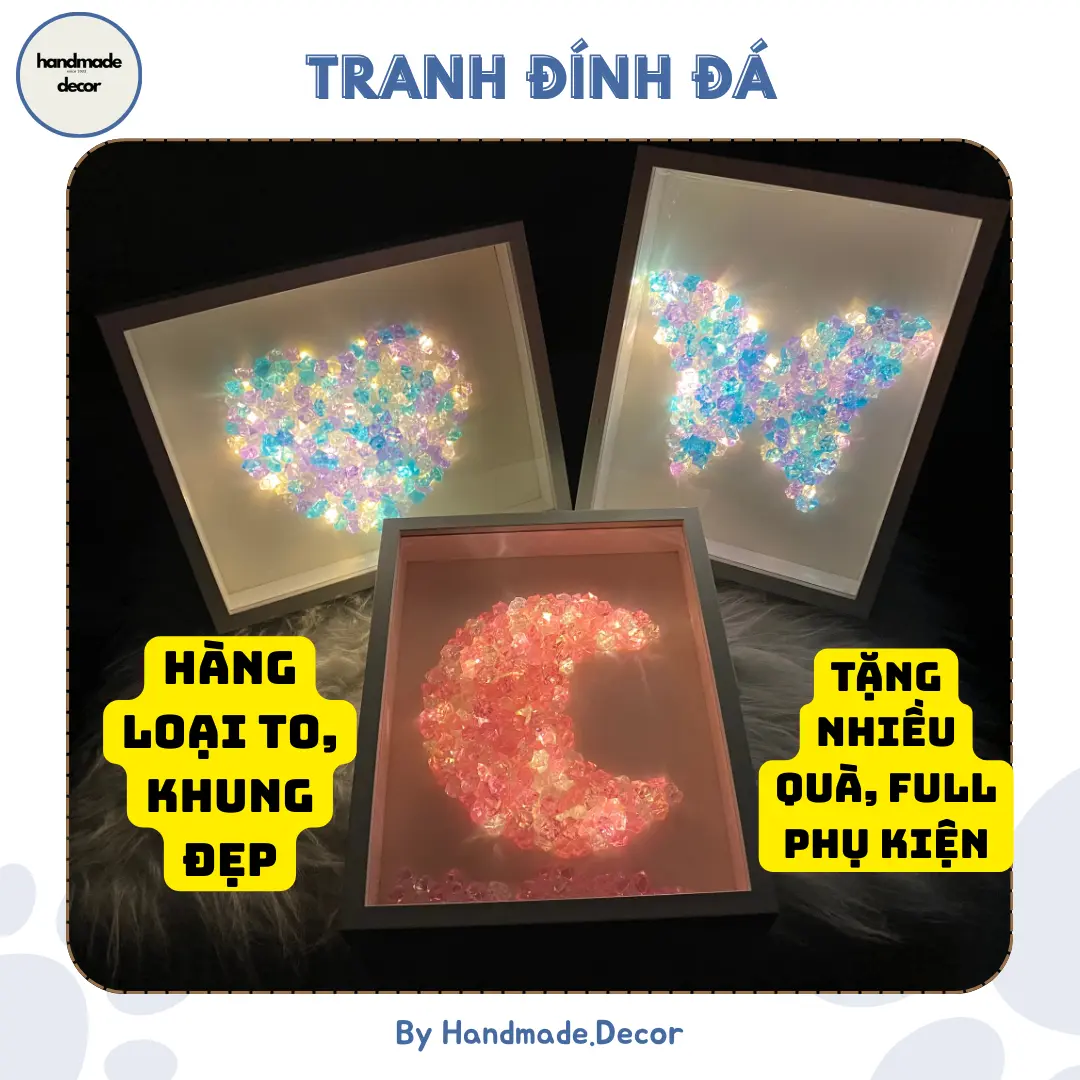 [TẶNG Túi đựng quà +Thiệp +Nơ ] Tranh đính đá pha lê, Khung tranh gắn đá handmade tranh dính đá- Món quà kỉ niệm Tình Yêu Sinh nhật ý nghĩa