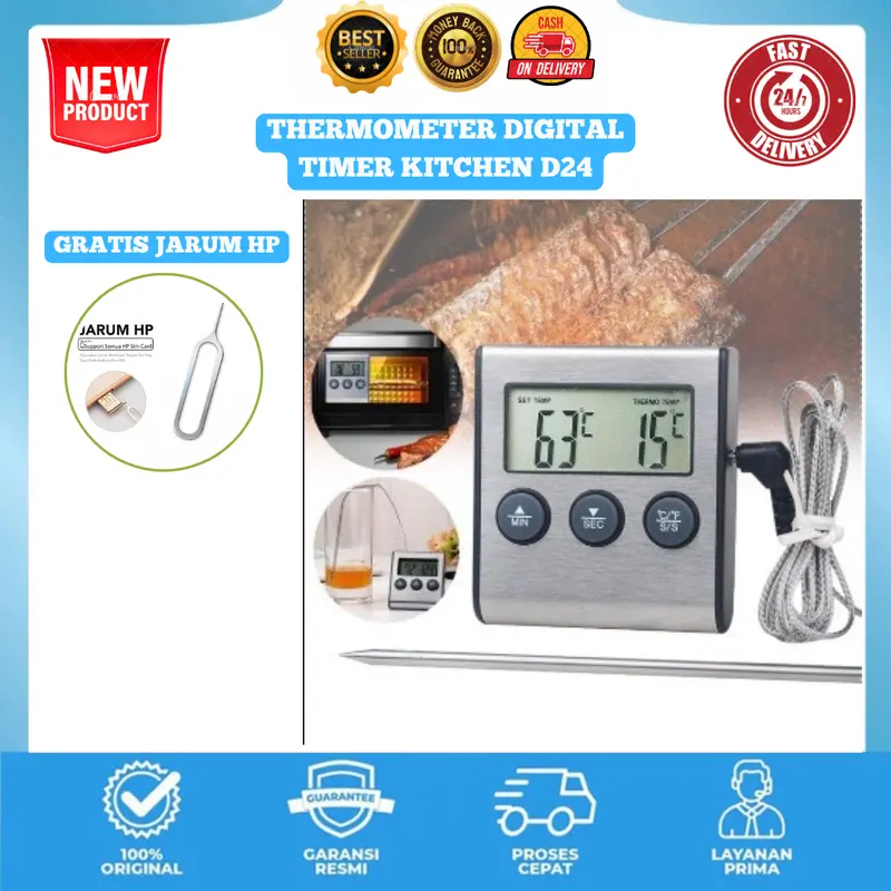 Thermometer Timer Masak Digital Termometer Cooking Suhu Air Masakan Obat Dapur TP101 Dapur Meat D24 0