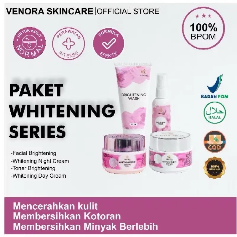 VENORA SKINCARE WHITENING SERIES Mencerahkan Perawatan Wajah