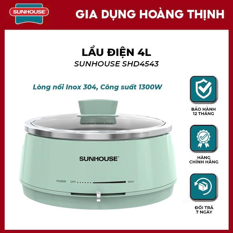￼Lẩu điện 4L Sunhouse SHD4543 - 1300W, 2 mức nhiệt - Inox 304 cao cấp - Tự ngắt khi quá tải
