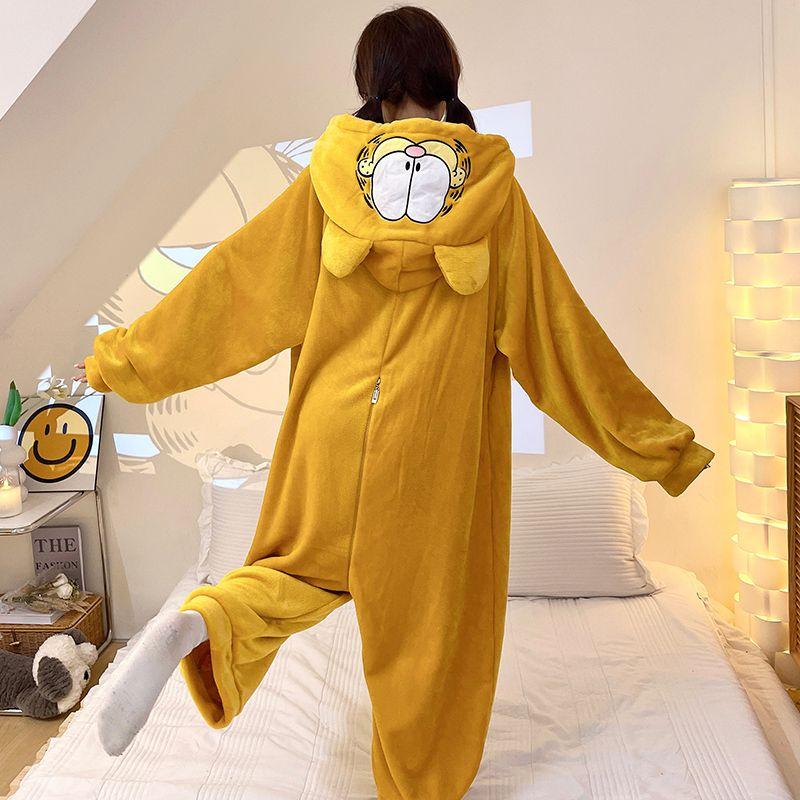 Strawberry Bear One-Piece Coral Velvet Pajamas Female Stylish Simple and Versatile Flannel Cute Cartoon Student Can Be Outerwear Homewear 3
