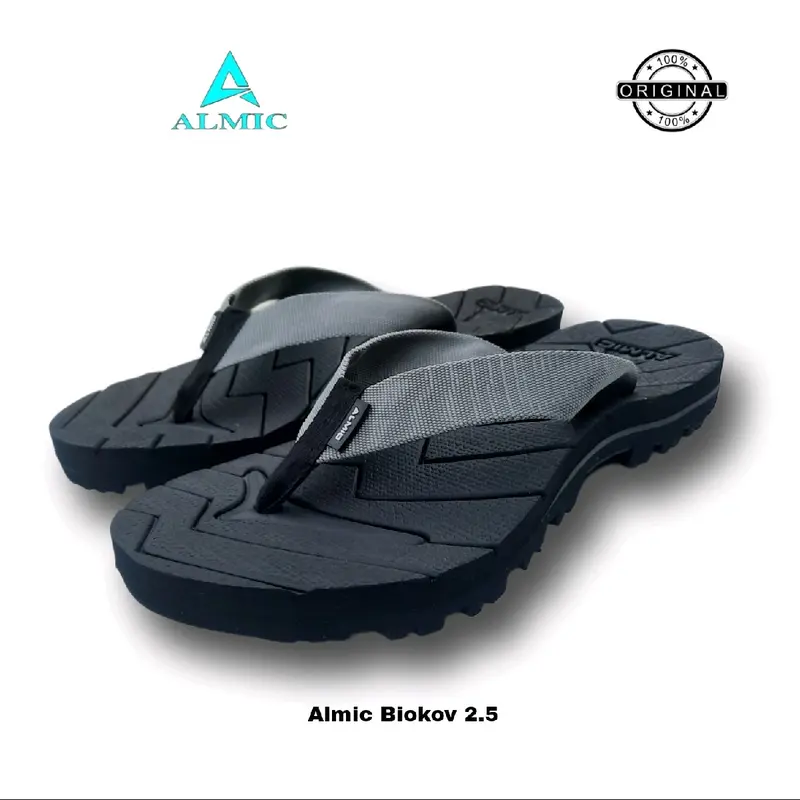 ALMIC-Sandal Jepit Gunung Adventure Biokov 2.5 Original Grey Sendal Jepit Outdoor Pria Wanita Karet Hitam 0