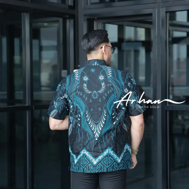 Kemeja Batik Premium motif BIRU SEKTI lengan panjang/pendek Bahan katun prima premium ARHANBATIKSOLO 2