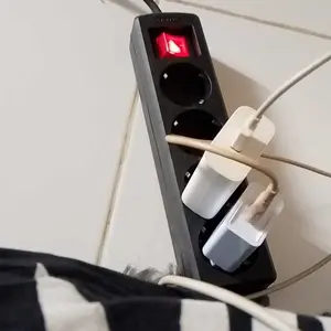 VISERO Stop Kontak/Terminal 5 Lubang Body HITAM Kabel 10M dengan Switch On/Off SNI Kabel Asli Tembaga Tahan Panas Kuat Tahan Lama