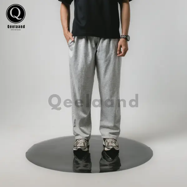 Qeelaand - Loose Pants Unisex Pria Wanita Celana Training Oversize Bahan Katun Flacee Korean Style Pria Wanita Sweatpants Loose Baggy 1