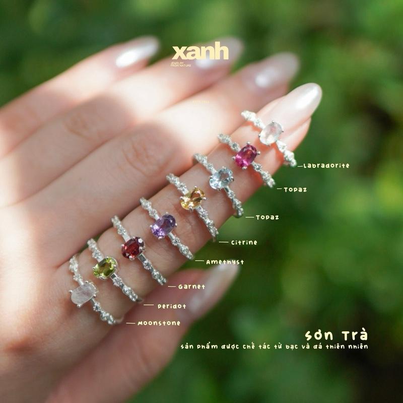 Nhẫn bạc nữ Sơn Trà đá thiên nhiên thanh lịch nữ tính - Xanh Jewelry Thun topaz đá garnet đỏ nhẫn garnet nhẫn đá garnet đỏ chính hãng nhẫn thạch anh tím