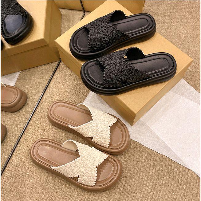  Dép nữ quai chéo đế cao su PVC đi nước đi mưa thoải mái phong  cách thiết kế Mary Jane dễ thương HT7688-1 