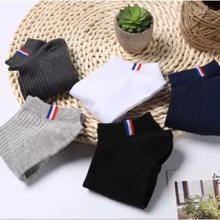 (Paket 3 & 6 Pasang) Kaos Kaki Pendek Semata Kaki Pria Wanita Motif France / Angkle Sock 1