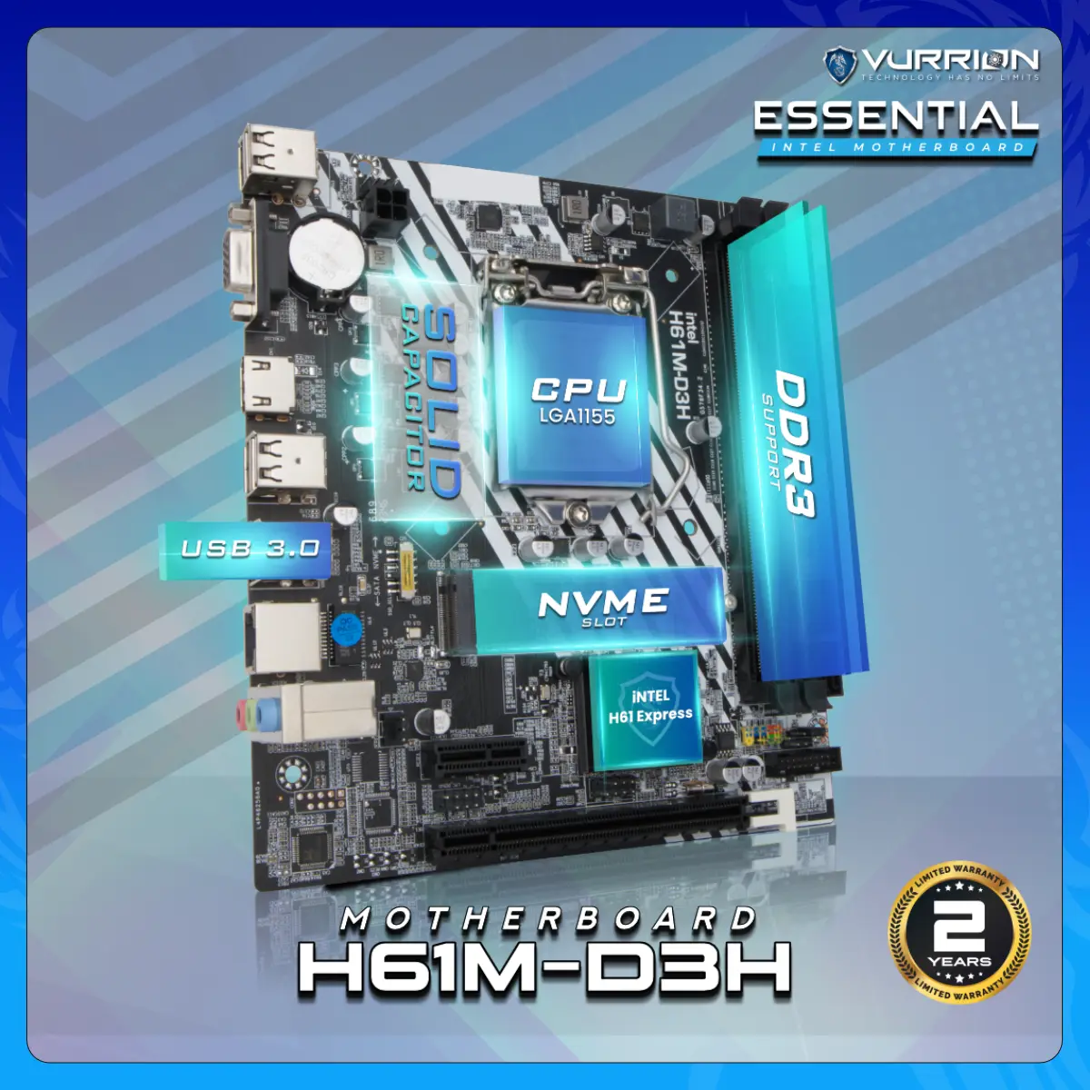 Motherboard VURRION ESSENTIAL H61M-D3H Socket 1155