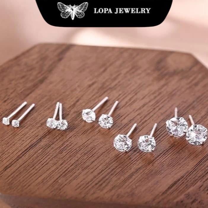  Khuyên tai bạc nữ LoPa SK29 nụ tròn đính đá CZ lấp lánh – đủ size xinh xắn chuẩn gu Gen Z 