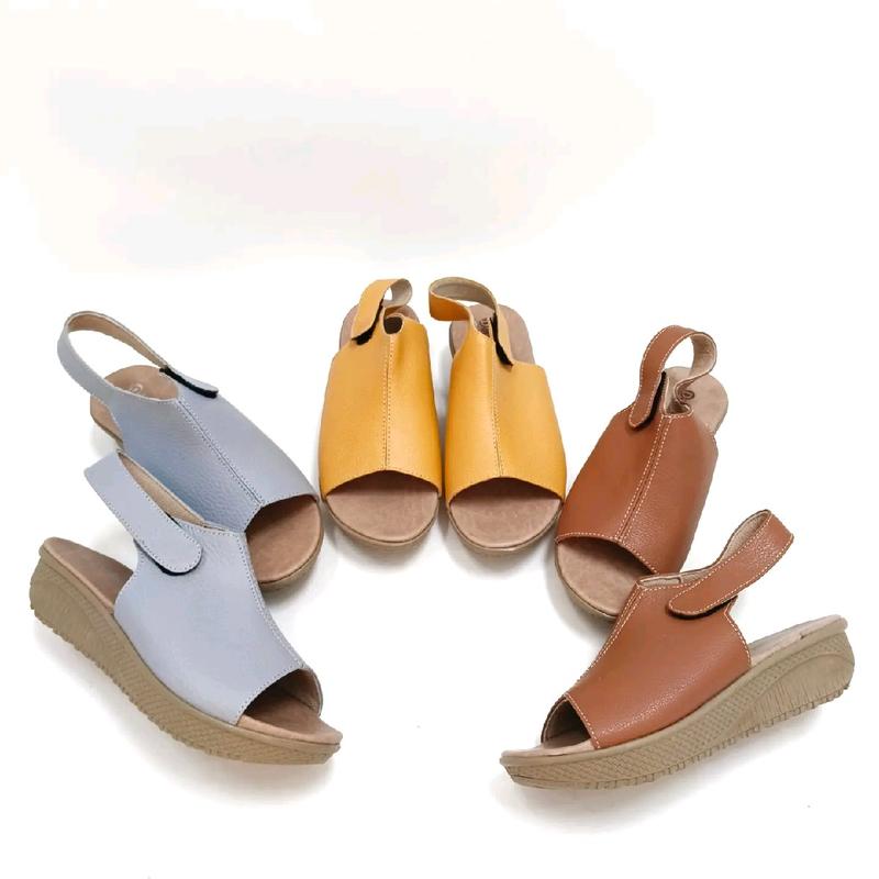 Sandal Tali Wanita Sandal Weges 3cm Kulit Papirut Garut Karet 1