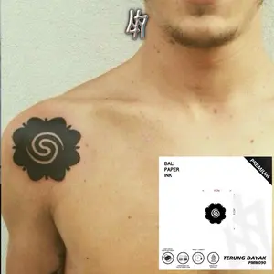 Tato Terung Dayak PMM090 Premium Temporer Stiker Tato Bali Paper Ink Tubuh Temporary