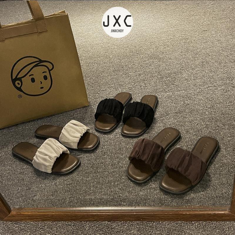 Dép Đế Bằng, JINxCHOY, Cao Cấp Kiểu Pháp, Dép Một Đường, Thích Hợp Mặc Hàng Ngày Và Đi Biển, Dép, Phong Cách SS24, Hàng Mới Về