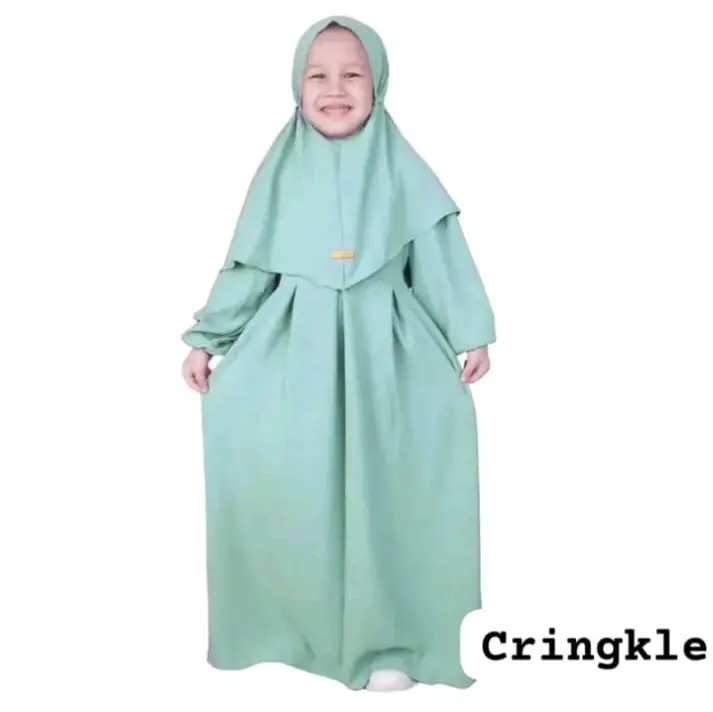 Nada Gamis Anak Set Kerudung Lengan karet/ Fashion Anak Terbaru untuk 2-10 tahun / Baju Lebaran Anak 2024 /bisa COD 3