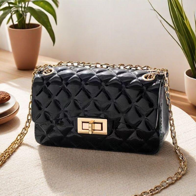  2025Nhật Bản và Hàn Quốc mới túi nữ Lingg màu nguyên màu khóa túi vuông một vai túi nhỏ túi điện thoại di động tươi mới túi chuỗi nhỏ 