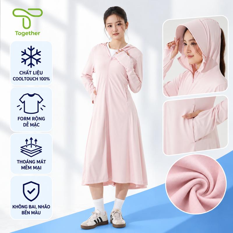 ÁO CHỐNG NẮNG NỮ TOGETHER VẢI COOLTOUCH LÀM MÁT DÁNG DÀI UPF50+ GIỚI THIỆU SẢN PHẨM