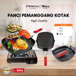 Tomita Panci Pemanggang Kotak High Quality TD-1008 20cm 45cm 500g Serbaguna Lipat 24cm Fleksibel untuk Masakan Sehari-hari TEFLON PEMANGGANG GRILL PANCI PANGGAANG SERBAGUNA LIPAT 24CM
