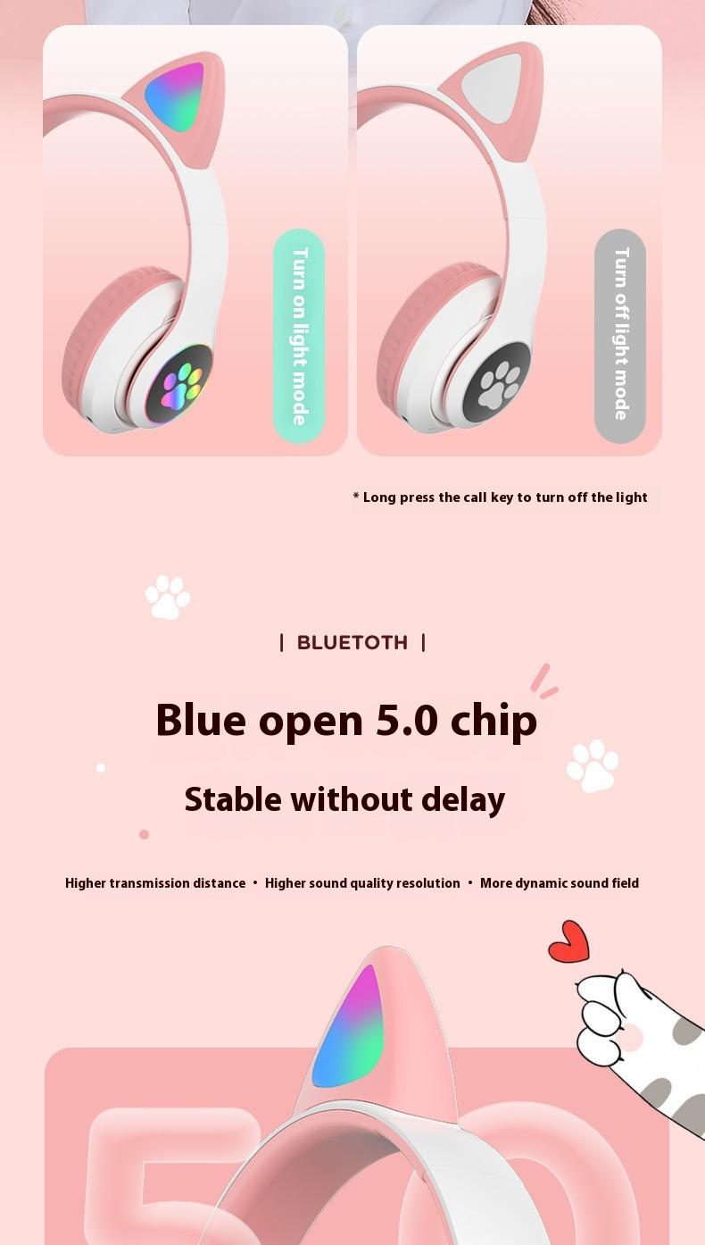 Product Introduction of Tai Nghe Bluetooth Trùm Đầu, STN-28, Tai Nghe Bluetooth Không Dây, Tai Nghe Tai Mèo Dễ Thương, P47P47MY08 9